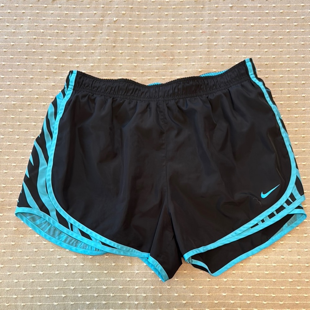 Nike Black and Blue Athletic Shorts with Moisture-Wicking Fabric